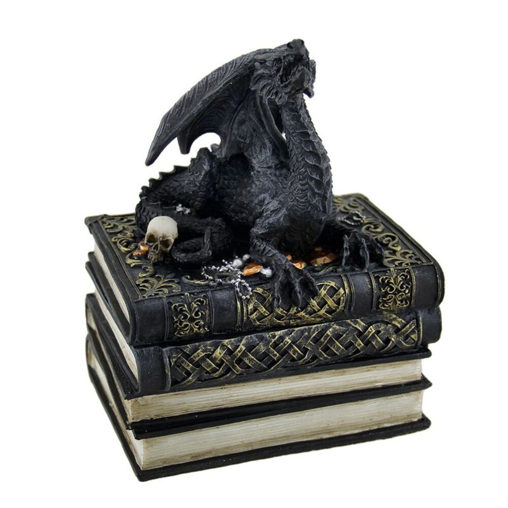 Medieval Dragon on Antique Books Trinket / Stash Box